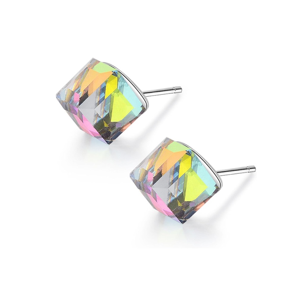 New! Iridescent Crystal Post Earrings NWOT